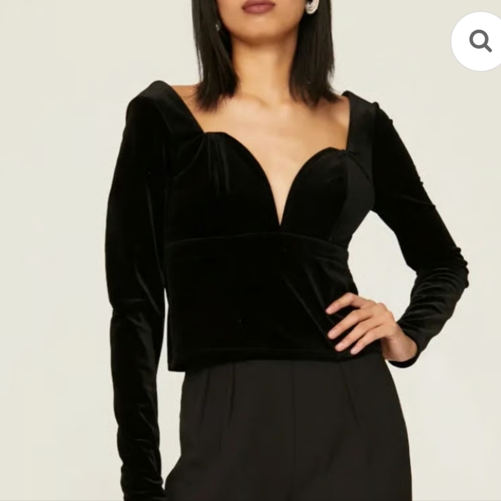 RTR Louna Black Velvet Protrait Bustier Top S SMALL Milkmaid Sweetheart Cocktail
